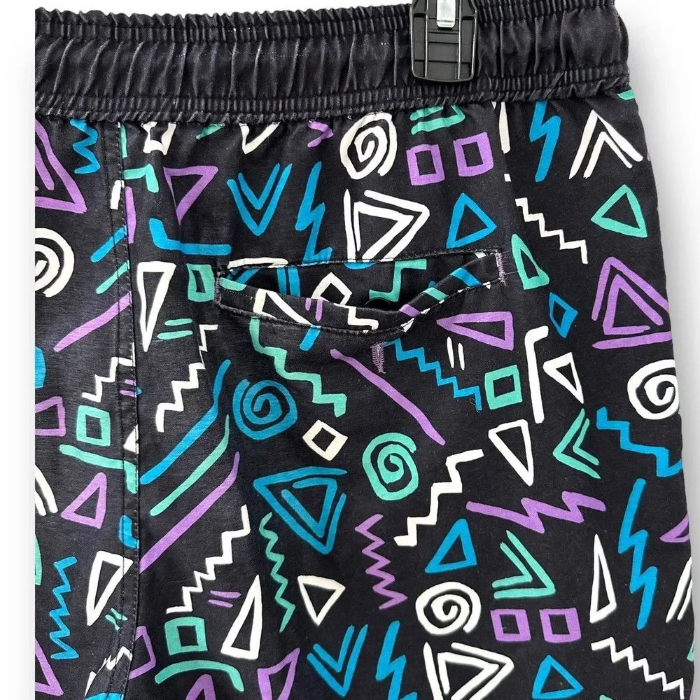 Carbon 90s Retro Vintage Style Men’s Swim Trunks Black Blue Purple XL
